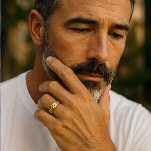 WEDDING RING -- 925 SS, Gold Toned w/Swirl Design, Inscription Inside, No Gender